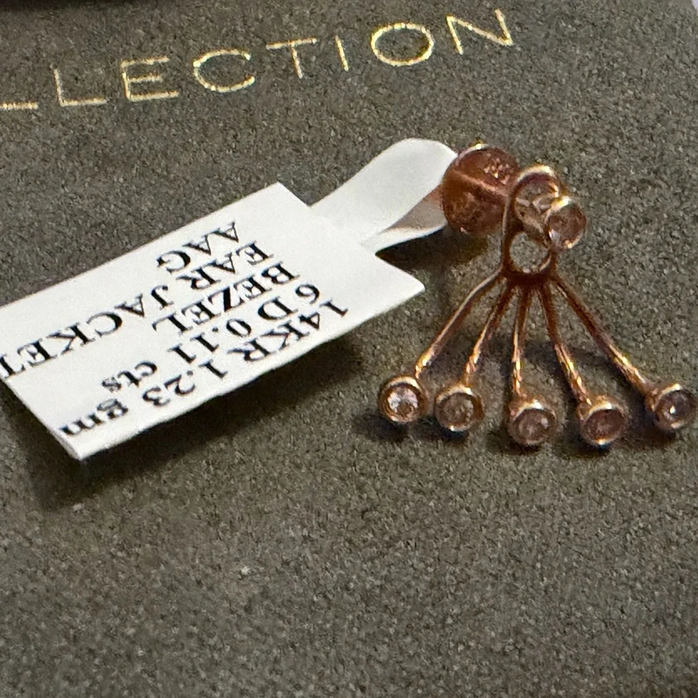 New with Tags EF Collection 14 Carat Rose Gold Diamond Single Earring - Picture 4 of 5